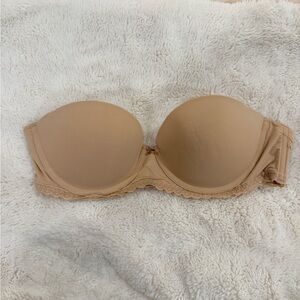 Aerie Real Happy Strapless Push Up Bra with Lace Trim | 34C